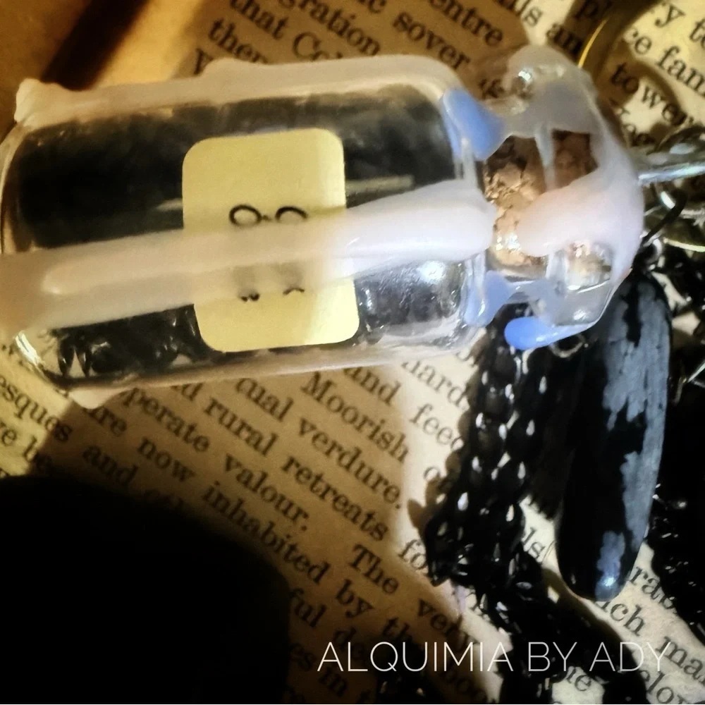 🖤🌙 Secret Friend — 🌙🌊 Onyx Spell Bottle Bag Charm — Witchy Coastal Protectio